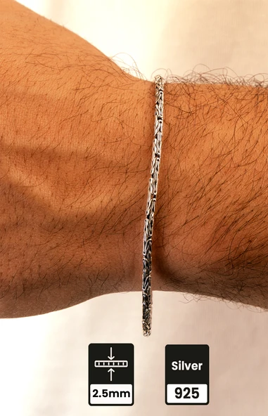 2.5mm Yuvarlak Kral 925 Ayar Gümüş Bileklik