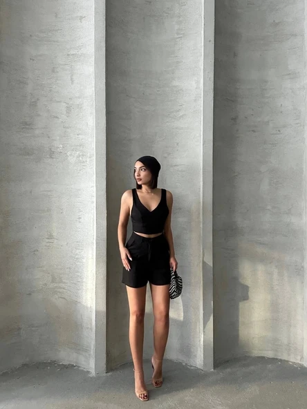 Şortlu keten takım s255014 - 4