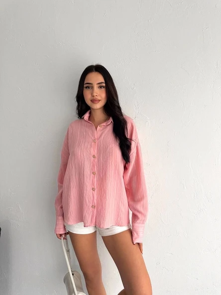 Çizgili oversize gömlek - 2