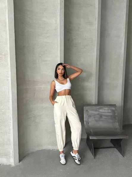 Jogger lastik paça pantolon - 5