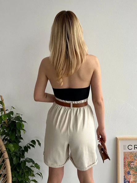 Gabardin kumaş şort - 2