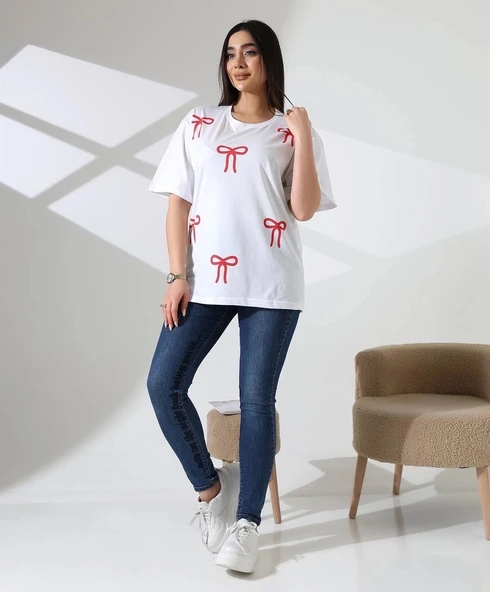 Kurdele baskılı tişört - 2