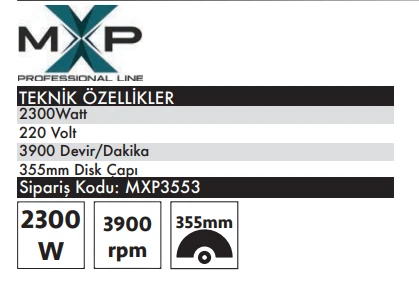 MAX EXTRA MXP3553 - 355mm Profil Kesme Makinası 2300 Watt - 2