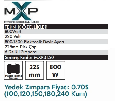 MAX EXTRA MXP3150 - Profesyonel Alçıpan Duvar Zımpara 800 Watt - Toz Emme Özellikli - 2
