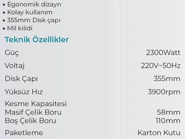 MAX EXTRA MXP3553 - 355mm Profil Kesme Makinası 2300 Watt - Resim 3