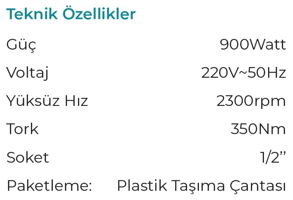 MAX EXTRA MXP6005 - 1/2 - 350 Nm Elektrikli Somun Sökme Tabancası 900 Watt - Resim 2