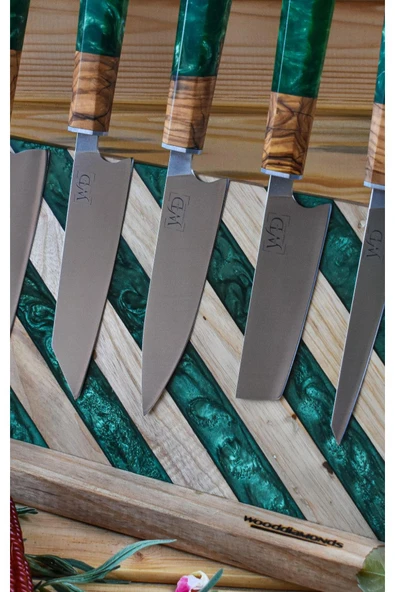 Wooddiamonds Standlı 5'li Şef Bıçağı Seti - 3
