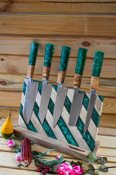 Wooddiamonds Standlı 5'li Şef Bıçağı Seti