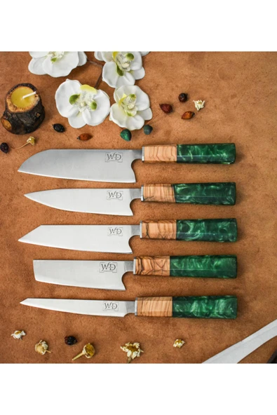 Wooddiamonds Standlı 5'li Şef Bıçağı Seti - 4