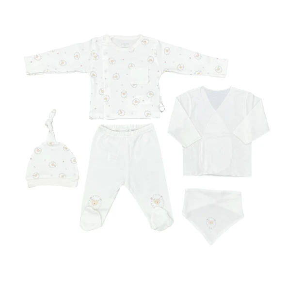 Andywawa AC25560 Newborn Set Tinny Ships 5'Li Hastane Çıkışı Ekru - 1