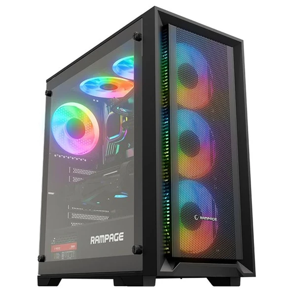 RAMPAGE 750W 80+ BRONZE VOYAGER 4-RGB FANLI GAMING MID-TOWER PC KASASI ürün görseli 1