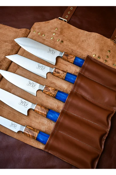 Wooddiamonds Deri Çantalı 5'li Şef Bıçağı Seti - 2
