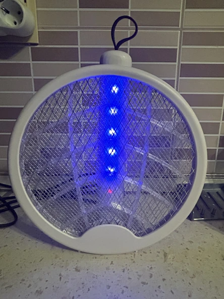 Sinek Yakalama Raketi Cızz Elektirikli Şarjlı Sabitlenir UV Lambalı Tutucu - 2