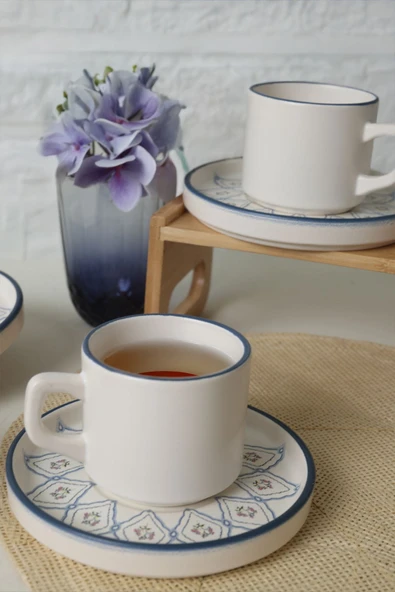 Keramika Floral Waves Stackable Çay Takımı 12 Parça 6 Kişilik 22669-71 - 2