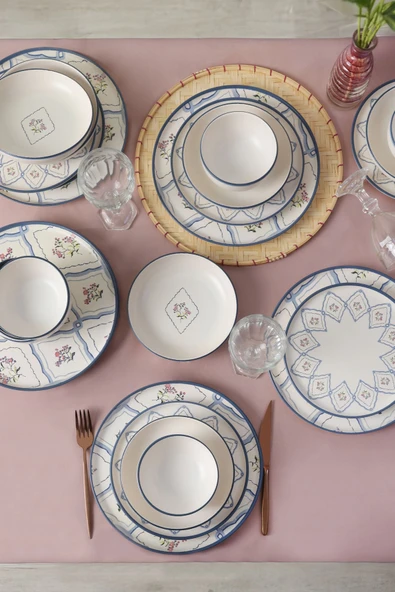 Keramika Floral Waves Yemek Takımı 24 Parça 6 Kişilik 22668-71