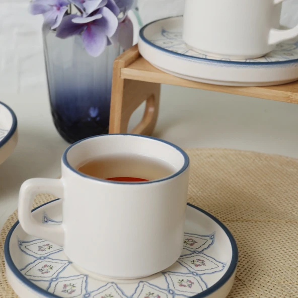 Keramika Floral Waves Stackable Çay Takımı 12 Parça 6 Kişilik 22669-71 - 4