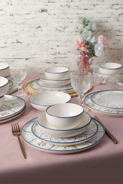 Keramika Floral Waves Yemek Takımı 24 Parça 6 Kişilik 22668-71 - 2