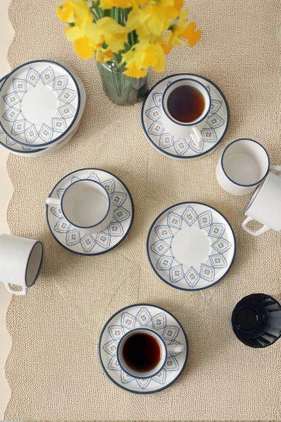 Keramika Floral Waves Stackable Çay Takımı 12 Parça 6 Kişilik 22669-71 - 5