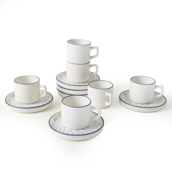 Keramika Floral Waves Stackable Çay Takımı 12 Parça 6 Kişilik 22669-71 - 8