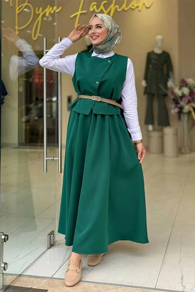 Etek ve Yelek İkili Takım 6035 Zümrüt - Resim 3