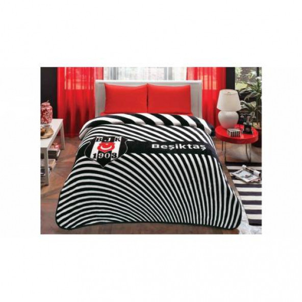 Taç Beşiktaş Stripe Çift Kişilik Battaniye - 1