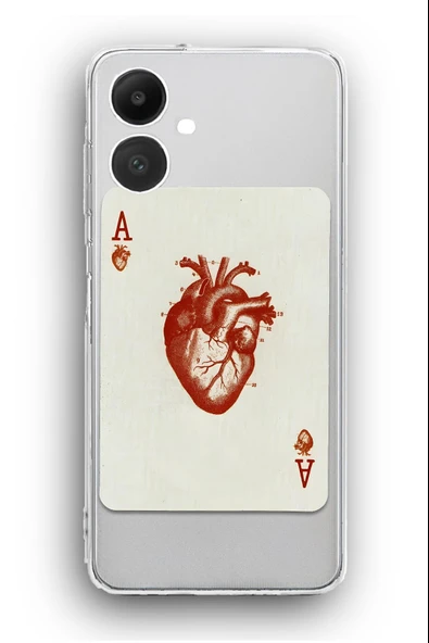 Samsung Galaxy A06 Uyumlu Baskılı Şeffaf Kılıf Kapak "Heart Kart"