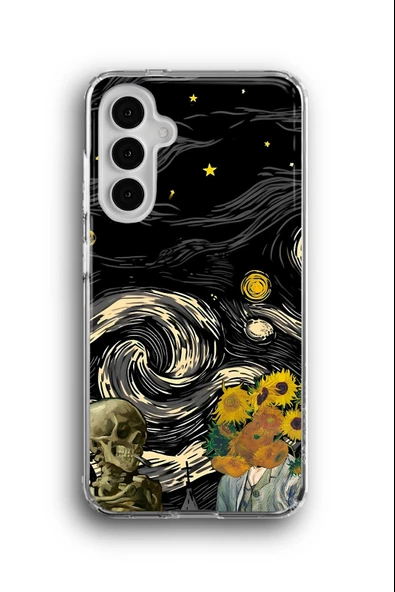 Samsung Galaxy A14 Uyumlu Baskılı Şeffaf Kılıf Kapak "Van Gogh Parodi"