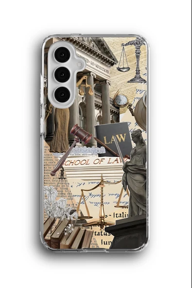 Samsung Galaxy A14 Uyumlu Baskılı Şeffaf Kılıf Kapak "Hukuk Law Kolaj"