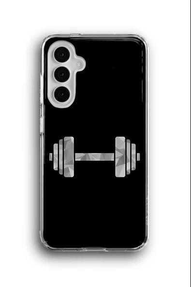 Samsung Galaxy A14 Uyumlu Baskılı Şeffaf Kılıf Kapak "Gri Dumbell Spor Salonu"