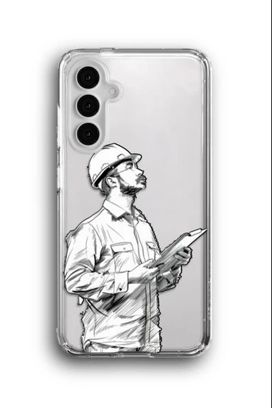 Samsung Galaxy A14 Uyumlu Baskılı Şeffaf Kılıf Kapak "Mühendis Civil Engineer"