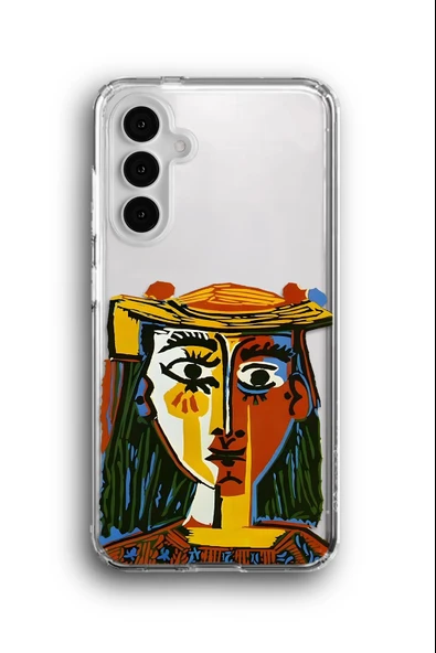 Samsung Galaxy A14 Uyumlu Baskılı Şeffaf Kılıf Kapak "Picasso Kubizm Kadın"