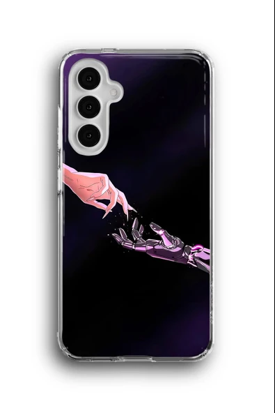 Samsung Galaxy A14 Uyumlu Baskılı Şeffaf Kılıf Kapak "Mor Anime Become Human"
