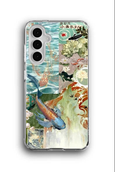 Samsung Galaxy A14 Uyumlu Baskılı Şeffaf Kılıf Kapak "Koi Japon Balığı Huzu"