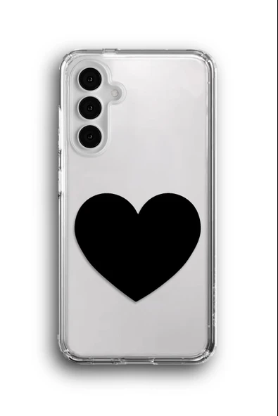 Samsung Galaxy A15 Uyumlu Baskılı Şeffaf Kılıf Kapak "Siyah Kara Kalp Goth"