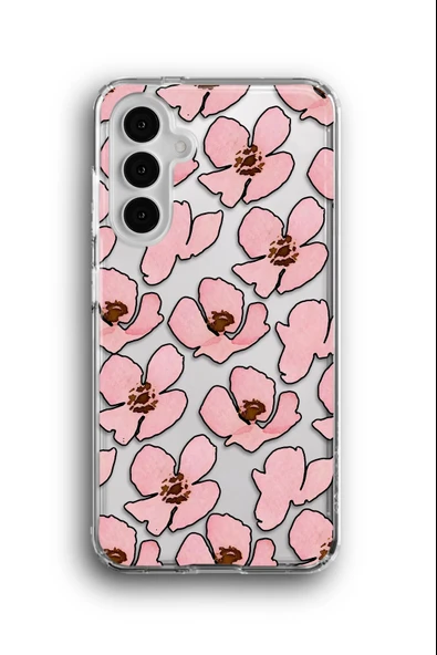 Samsung Galaxy A16 Uyumlu Baskılı Şeffaf Kılıf Kapak "Pembe Çiçekler Bahçe Sanat"