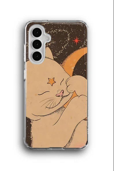 Samsung Galaxy A24 Uyumlu Baskılı Şeffaf Kılıf Kapak "Astral Kedi"