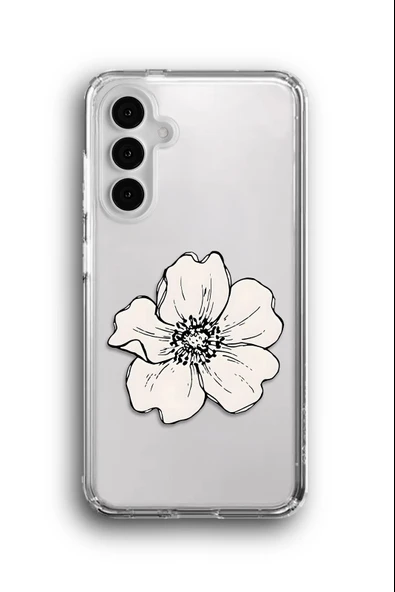 Samsung Galaxy A25 Uyumlu Baskılı Şeffaf Kılıf Kapak "Beyaz Çiçek"