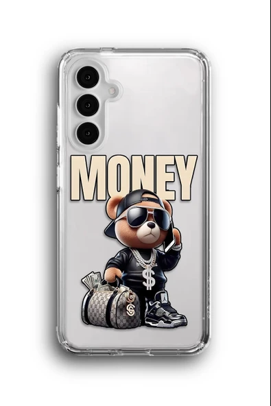 Samsung Galaxy A24 Uyumlu Baskılı Şeffaf Kılıf Kapak "Money Bear"
