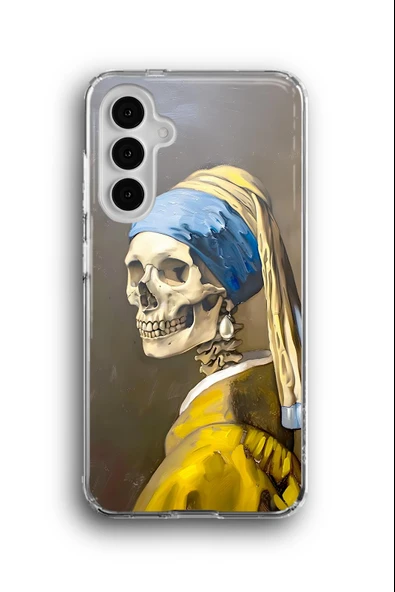 Samsung Galaxy A24 Uyumlu Baskılı Şeffaf Kılıf Kapak "İnci Küpeli İskelet"