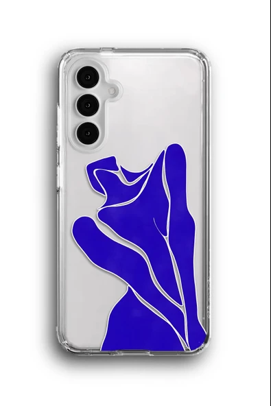 Samsung Galaxy A25 Uyumlu Baskılı Şeffaf Kılıf Kapak "Mavi Kadın Figür"