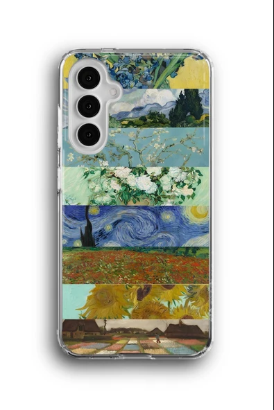 Samsung Galaxy A25 Uyumlu Baskılı Şeffaf Kılıf Kapak "Van Gogh Kolaj"