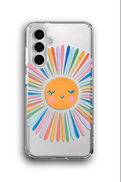 Samsung Galaxy A25 Uyumlu Baskılı Şeffaf Kılıf Kapak "Rainbow Sun"