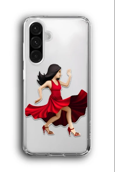 Samsung Galaxy A26 Uyumlu Baskılı Şeffaf Kılıf Kapak "Tango Elbise Kırmızı Kadın"