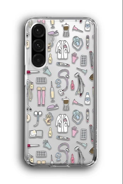 Samsung Galaxy A26 Uyumlu Baskılı Şeffaf Kılıf Kapak "Lab Önlük Coat"