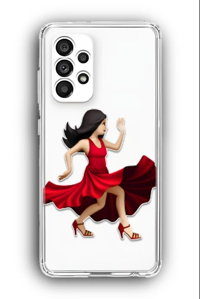 Samsung Galaxy A32 Uyumlu Baskılı Şeffaf Kılıf Kapak "Tango Elbise Kırmızı Kadın"