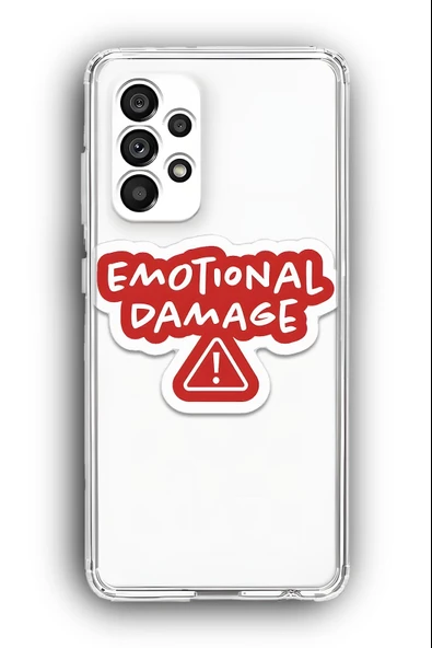Samsung Galaxy A32 Uyumlu Baskılı Şeffaf Kılıf Kapak "Emotional Damage Duygusal Hasar"