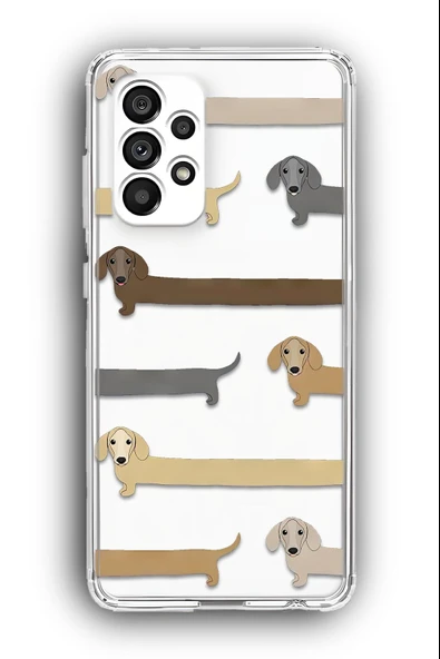 Samsung Galaxy A32 Uyumlu Baskılı Şeffaf Kılıf Kapak "Sosis Köpekler Sevimli Komik"