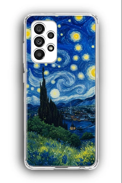 Samsung Galaxy A33 Uyumlu Baskılı Şeffaf Kılıf Kapak "Starry Portre Van Gogh"