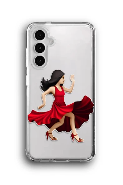 Samsung Galaxy A34 Uyumlu Baskılı Şeffaf Kılıf Kapak "Tango Elbise Kırmızı Kadın"