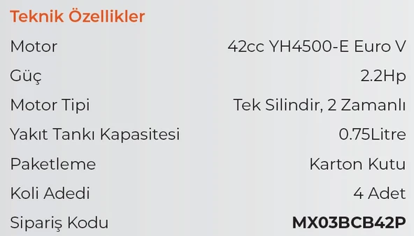 MAX EXTRA BCB42P - 2.2 HP - 42cc Profesyonel Benzinli Yan Tırpan EURO V(5) Motor - 3